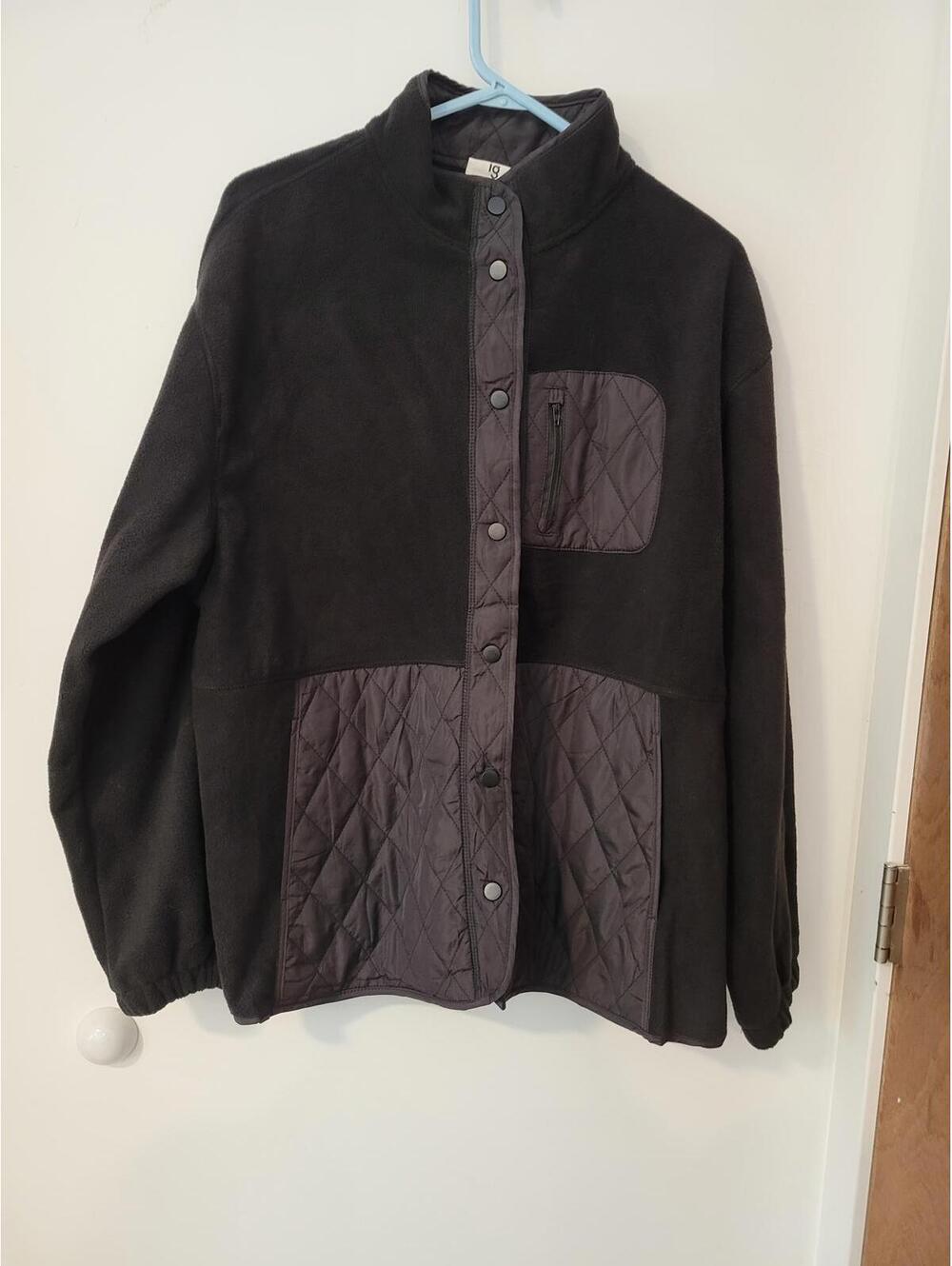 ig by Inhabit Black Fleece Jacket with Quilted Accents